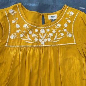 Old Navy Mustard Dress with White Embroidery